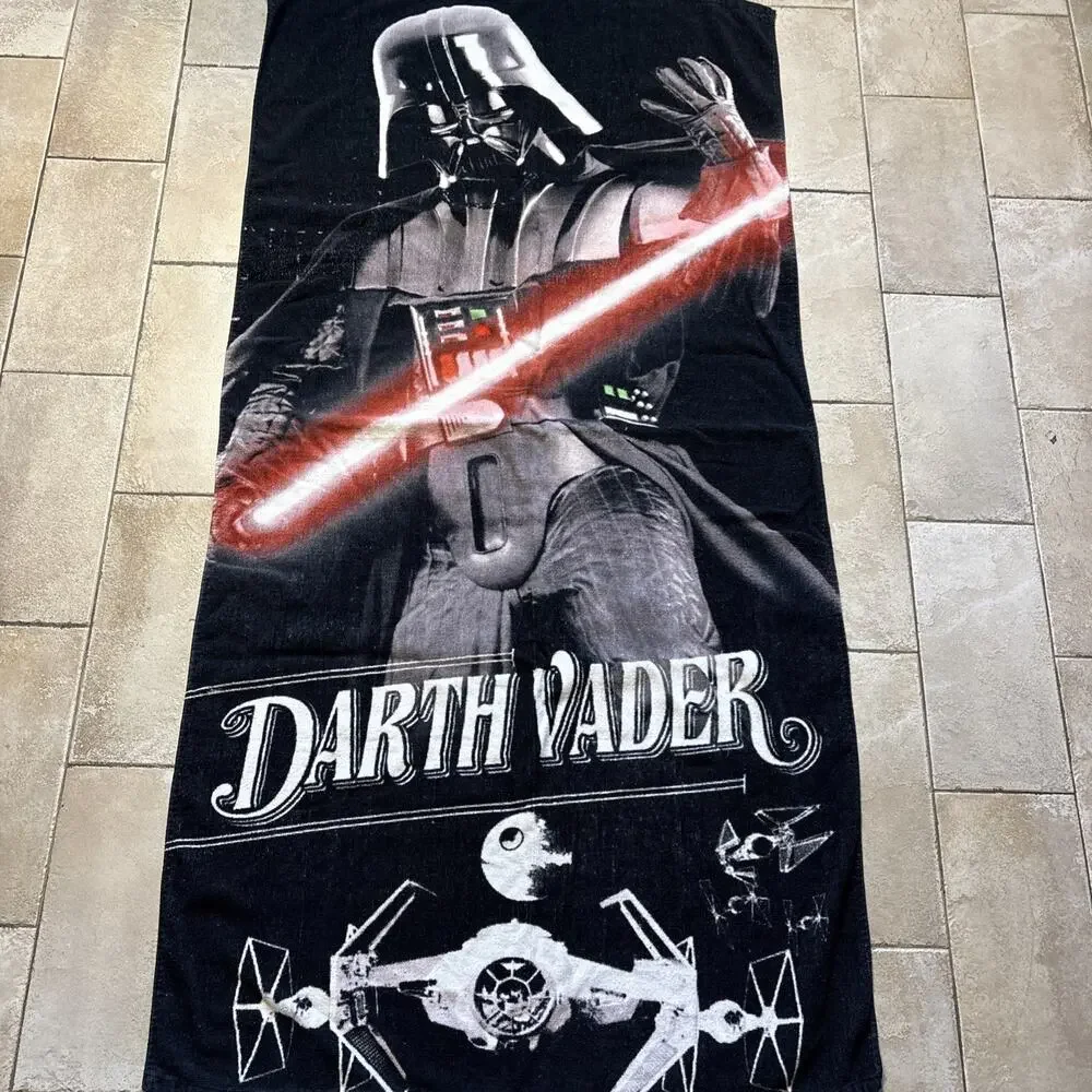 Vintage 1996 Star Wars Darth Vader Beach Towel Lucasfilm Death Star 90s Cotton